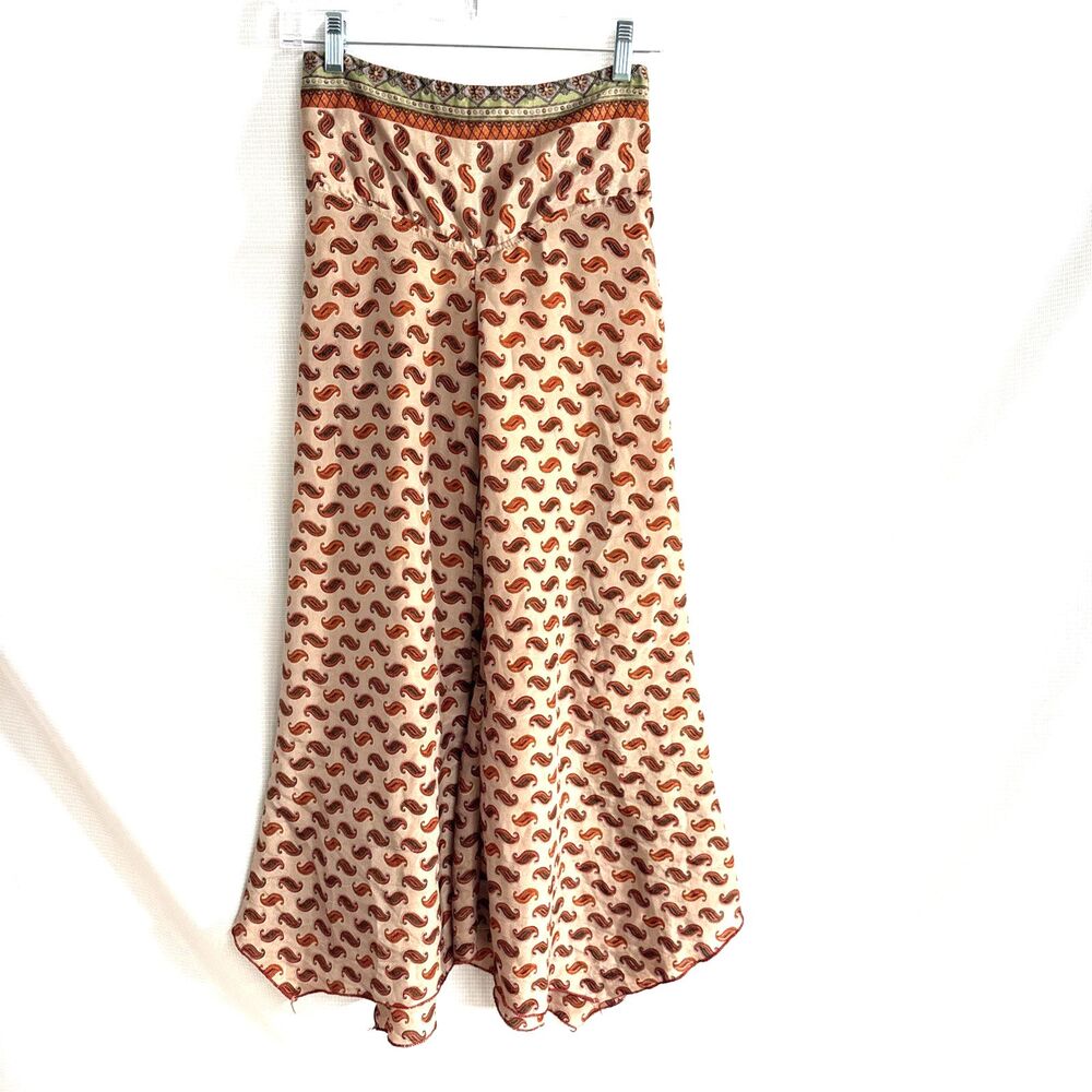 India Boutique Wide Leg Palazzo Boho Gaucho Pants -free size (S-M) elastic waist